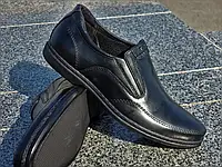 Туфли мужские кожаные черные на резинке 40-47р, туфлі чоловічі шкіряні прошиті від виробника