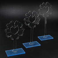 Стійка пластик фонтан прозора під сережки та прикраси набір 3 шт. акрил висота 13 см 11 см 9 см
