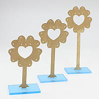 Стійка пластик фонтан під сережки та прикраси набір 3 шт. акрил висота 13 см 11 см 9 см під дерево