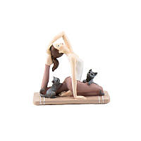 Статуэтка Йогиня с кошками 7x16x14 см. BST 030945 подарок йогу, учителю йоги