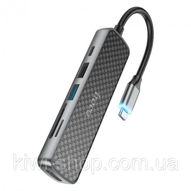 HUB адаптер Type-C HOCO HB24, тайп сі Хаб на макбук 6 в 1 HOCO HB24 (4KHDMI USB3.0+USB2, SD/T, PD 60W Type-C) - фото 4 - id-p1645949988