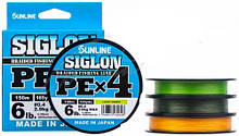 Шнур Sunline Siglon PE х4 150m салат #0.5/0.121mm 8lb/3.3kg