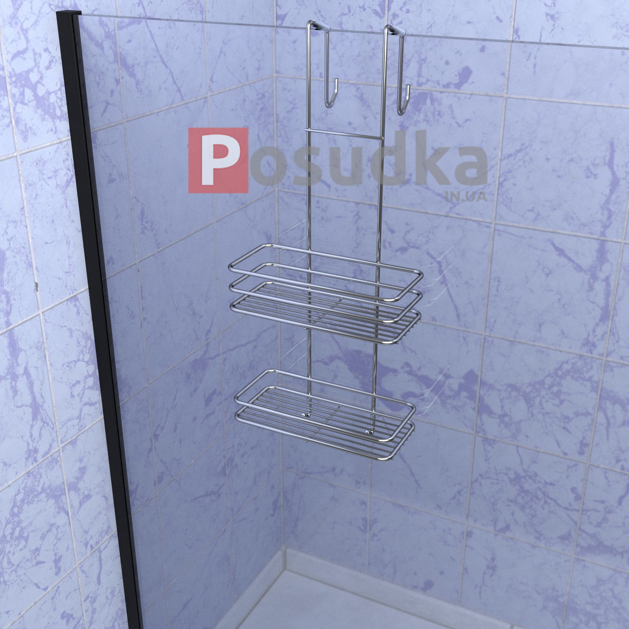 Полки в душевую кабину на присосках 2 ярусная ПД-2522 хром, цена 430 ...