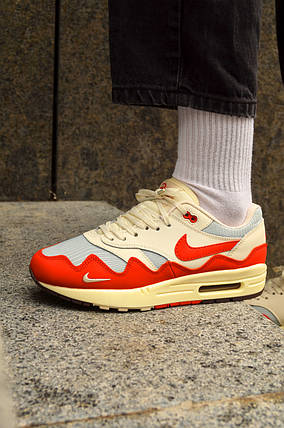 Чоловічі кросівки Patta x Nike Air Max 1 Anniversary Red Grey White Патта x Найк Аїр Макс 1 Анніверсарі 41, фото 2