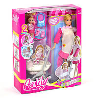 Кукольный набор Anlily (ребенок, коляска, аксессуары, в коробке) 99116