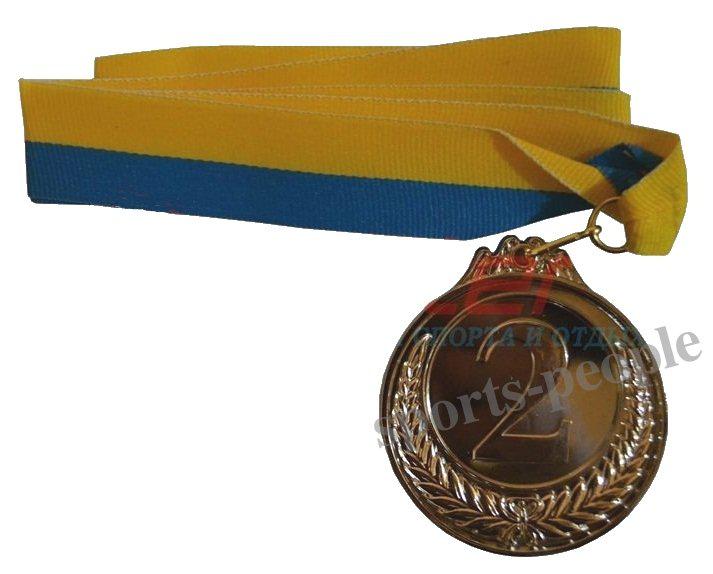 Медаль спортивна, для спорту: 1, 2, 3 місце, Ø 5 см, з українською стрічкою друге
