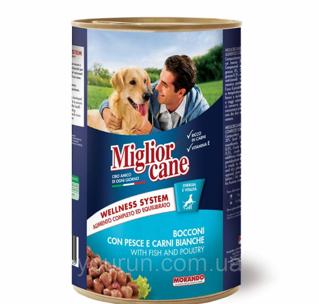 Migliorcane (Миглиор Канэ) - Влажный Корм для Собак Кусочки с Рыбой и ...