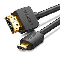 HDMI кабель UGreen 30148 Micro HDMI to HDMI с поддержкой 4K/3D (Черный, 1м)