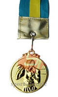 Медаль спортивна, для боксу: 1, 2, 3 місце, Ø 5 см, з українською стрічкою перше