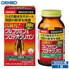 Глюкозамін з Протеогліканами для підтримки роботи колінного суглоба, 240 табл. на 30 днів, Orihoro, Японія
