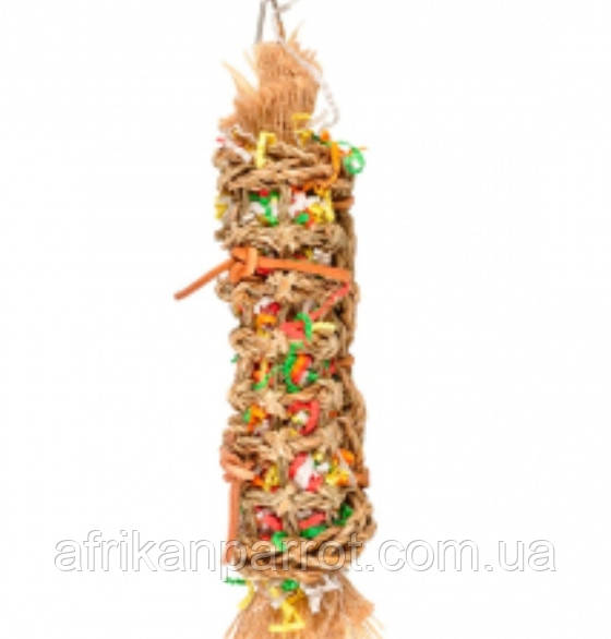 Flamingo Papyr Parakeet Toy Tube ФЛАМІНГО ТУБУС іграшка з дзвіночком для папуг7×6.5×34