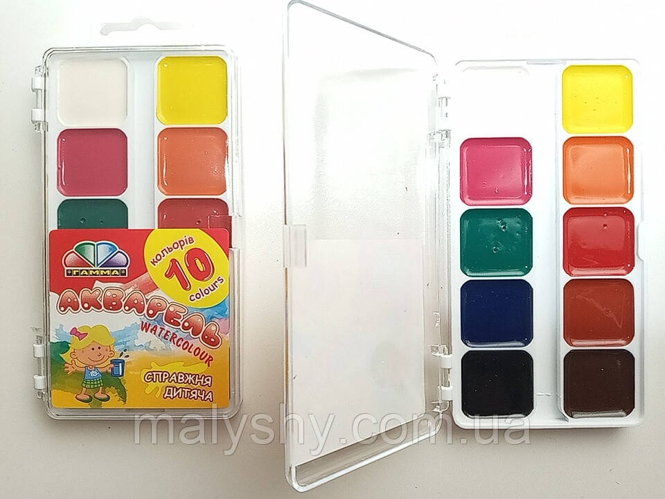 Акварель медова "Захоплення" 10 кольорів  ГАММА (фарби акварельні)