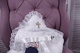 Іменний комплект для хрещення білий із золотим, вишивка: корона, ім'я, вензеля, фото 6