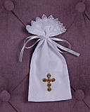 Іменний комплект для хрещення білий із золотим, вишивка: корона, ім'я, вензеля, фото 5