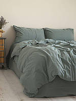 Комплект постельного белья из вареного хлопка двуспальный евро размер Limasso Natural green standart