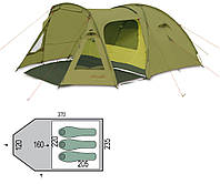 Тримісний намет з великим тамбуром Pinguin Campus 3 (Green)