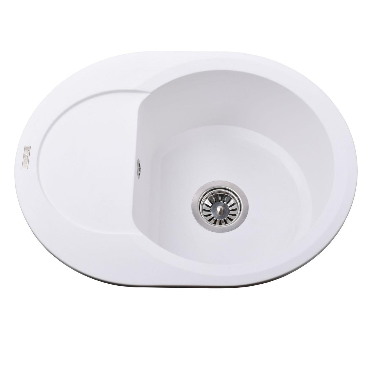 Гранітна мийка Globus Lux MORAINE білий 600х470мм-А0007 (000007555), фото 1