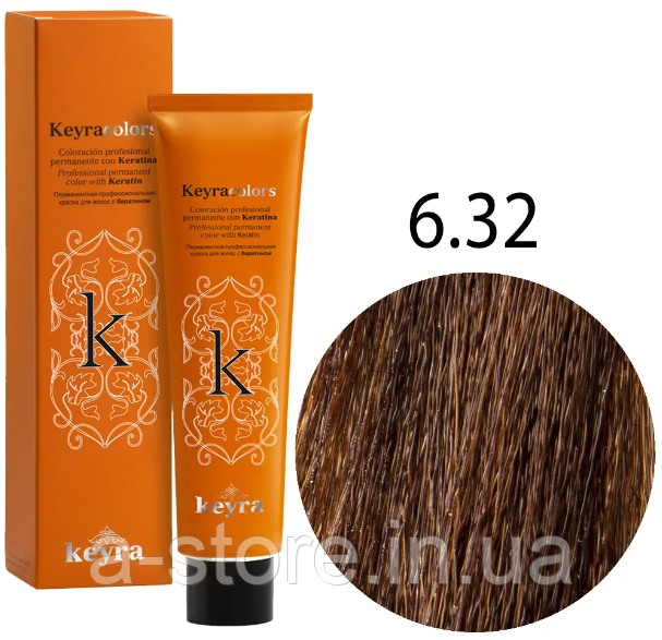 KEYRA Професійна фарба для волосся Keyracolors 6.32 темний блондин золотисто-перламутровий, 100 мл, фото 1