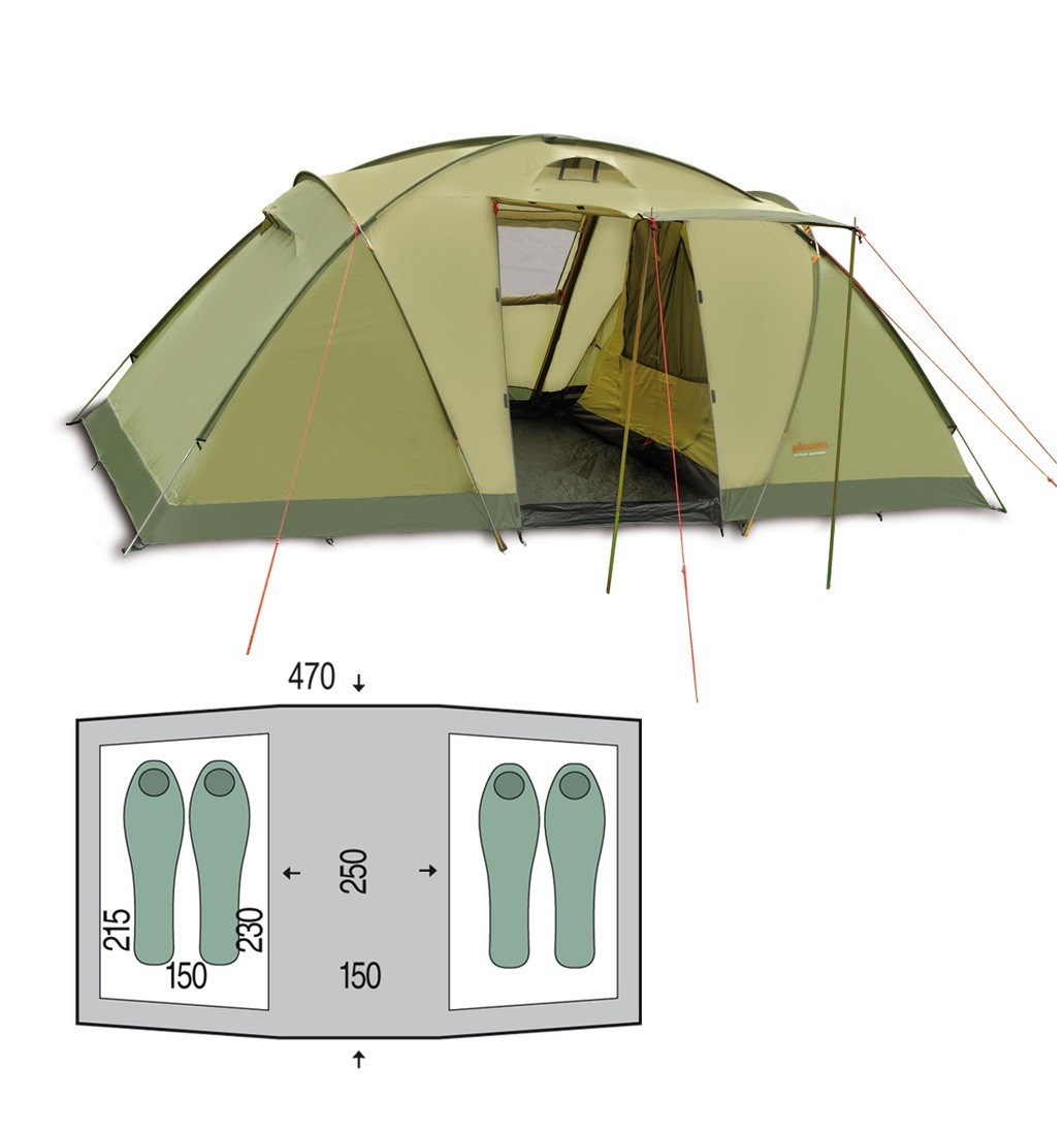 Кемпінговий чотиримісний намет Pinguin Base Camp 4 (Green)