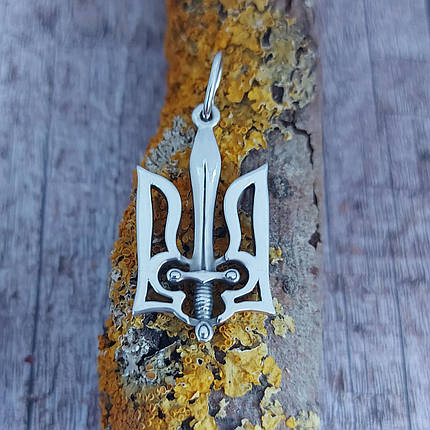Тризуб-Герб України, ПС, Тризуб з Мечем Україна, Кулон, Амулет, Підвіс, Срібло, Золото, фото 1