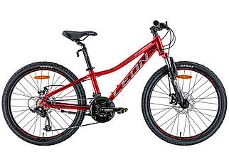 Велосипед 24" Leon JUNIOR AM DD 2022 (червоний із сірим)