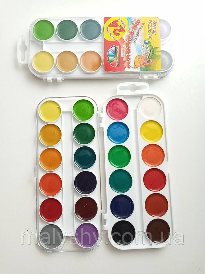 Акварель медова "Захоплення" 24 кольори  ГАММА (фарби акварельні)
