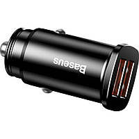 Автомобильное зарядное устройство BASEUS Square Metal A+A 30W Dual QC3.0 Quick Car Charger Black (CCALL-DS01)