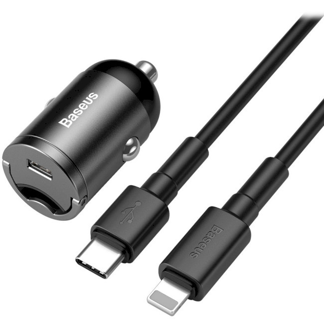 Автомобільний зарядний пристрій BASEUS Tiny Star Mini PPS Quick Charger USB-C to Lightning cable (TZVCHX-0G), фото 1