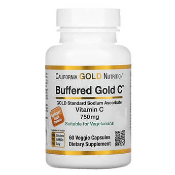 Буферизований вітамін C, California Gold Nutrition Buffered Gold C 60 капсул