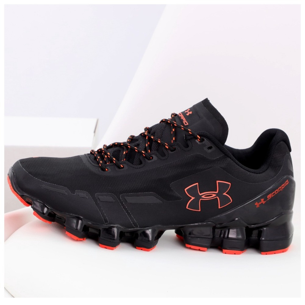 Чоловічі кросівки Under Armour Scorpio 2 black orange red, чорні кросівки андер армор скорпіо 2, фото 1