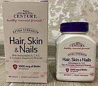 Hair, Skin Nails Biotin 5000 mcg - 90 таблеток - 21st Century (Биотин 5000 мкг волосы,кожа и ногти 21 Сенчури)