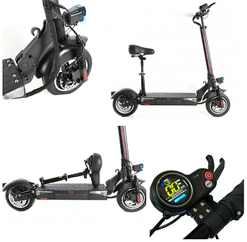 Електросамокат Crosser T4 1000 Вт з амортизаційною вилкою та сидінням.