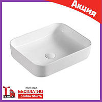 Раковина 50*40 см накладна прямокутна Volle 13-01-007 умивальник на столішню