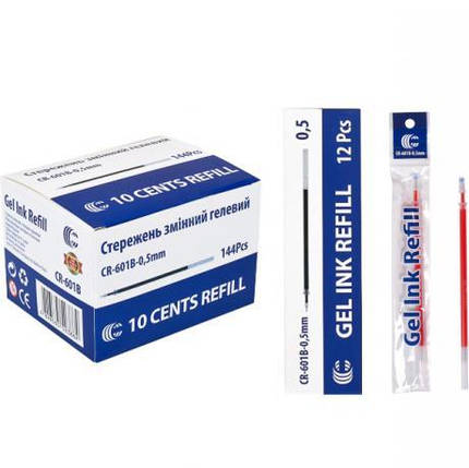 Стрижень гелевий 0,5мм червоний CR-601B "С" KNZ, фото 2