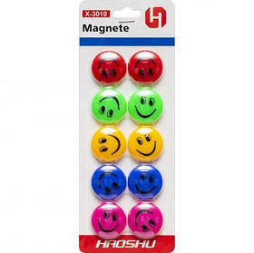 Магніт для дошки "Смайлик" 10 штук D=3см KNZ
