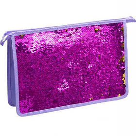 Папка пластикова А4 на змійці з паєтками Фіолетовий-Золото KNZ