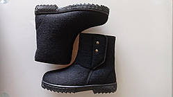 Жіночі зимові теплі чоботи-валянки, бурки УГГИ короткі на липучці чорні 39р = 25.1 см