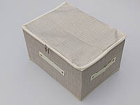Коробка-органайзер Ш 35*Д 26*В 20 см. Цвет бежевый для хранения одежды, обуви или небольших предметов