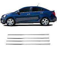 Нижні молдинги стекол (нерж) Hatchback, OmsaLine - Італійська нержавійка для Chevrolet Aveo T300 2011-2020 рр