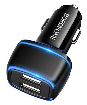 Автомобільний зарядний пристрій в прикурювач Borofone BZ14 2 х USB 2.4 А Чорний, фото 1