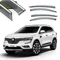 Дефлектори вікон вітровики Renault Koleos 2017 комплект скотч  FLY (НЕРЖАВІЙКА 3D)
