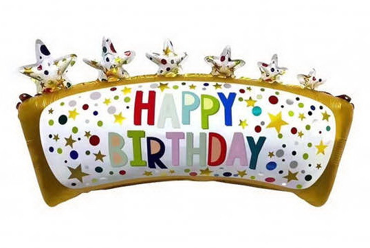 Фольгована фігурна куля "Happy Birthday Золото". Розмір: 70см*41см.