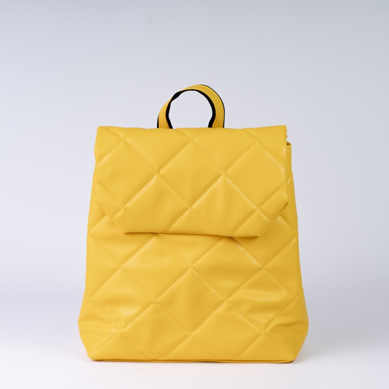 Рюкзак желтого цвета стеганый женский модный стильный молодежная желтая сумка рюкзак портфель для ноутбука - фото 1 - id-p1649015251