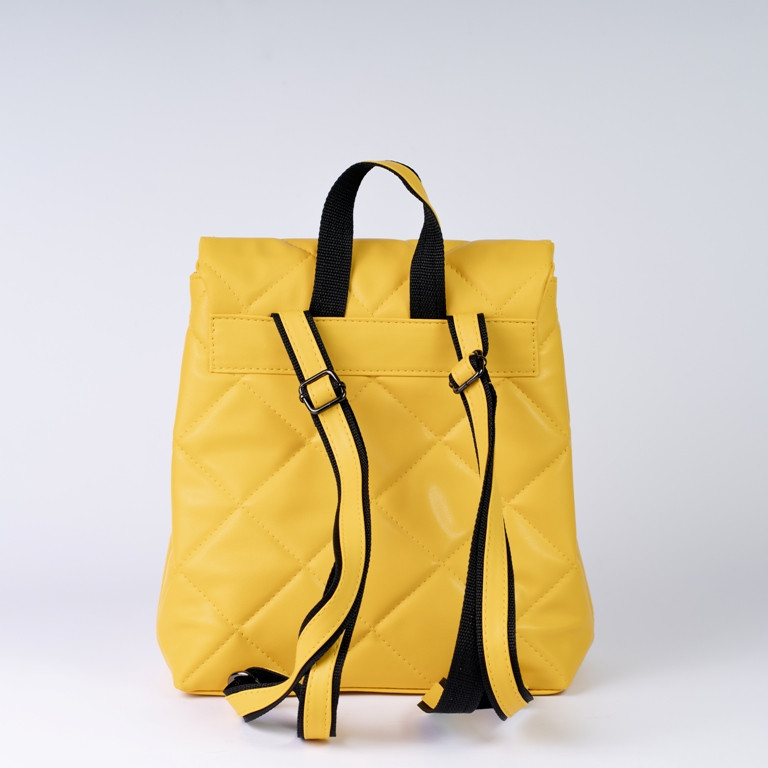 Рюкзак желтого цвета стеганый женский модный стильный молодежная желтая сумка рюкзак портфель для ноутбука - фото 2 - id-p1649015251