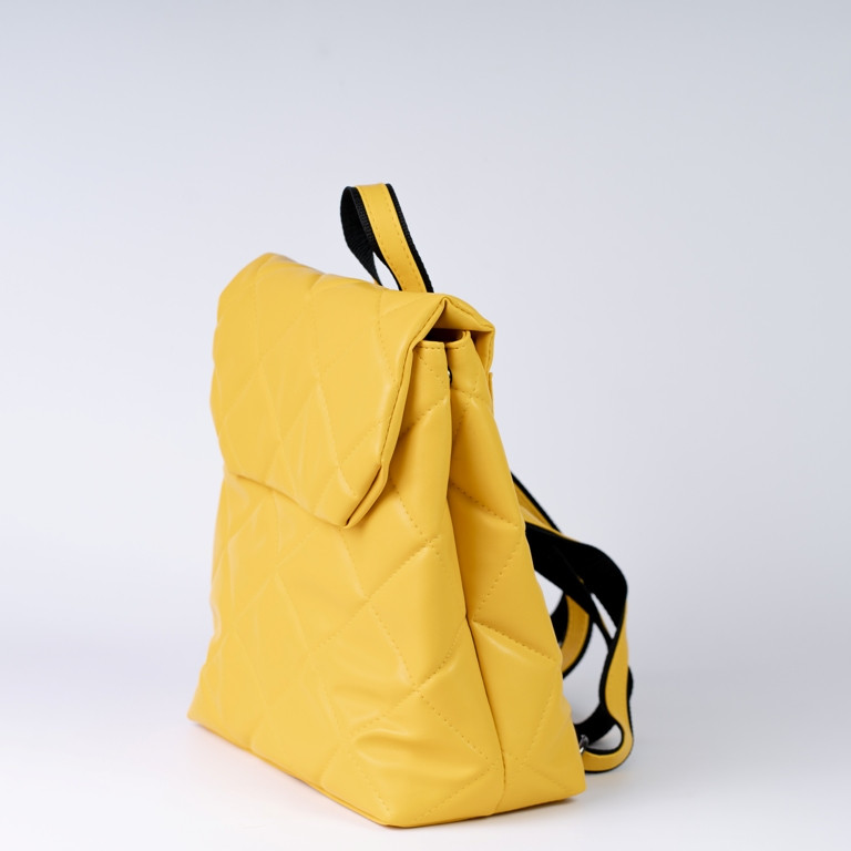 Рюкзак желтого цвета стеганый женский модный стильный молодежная желтая сумка рюкзак портфель для ноутбука - фото 3 - id-p1649015251