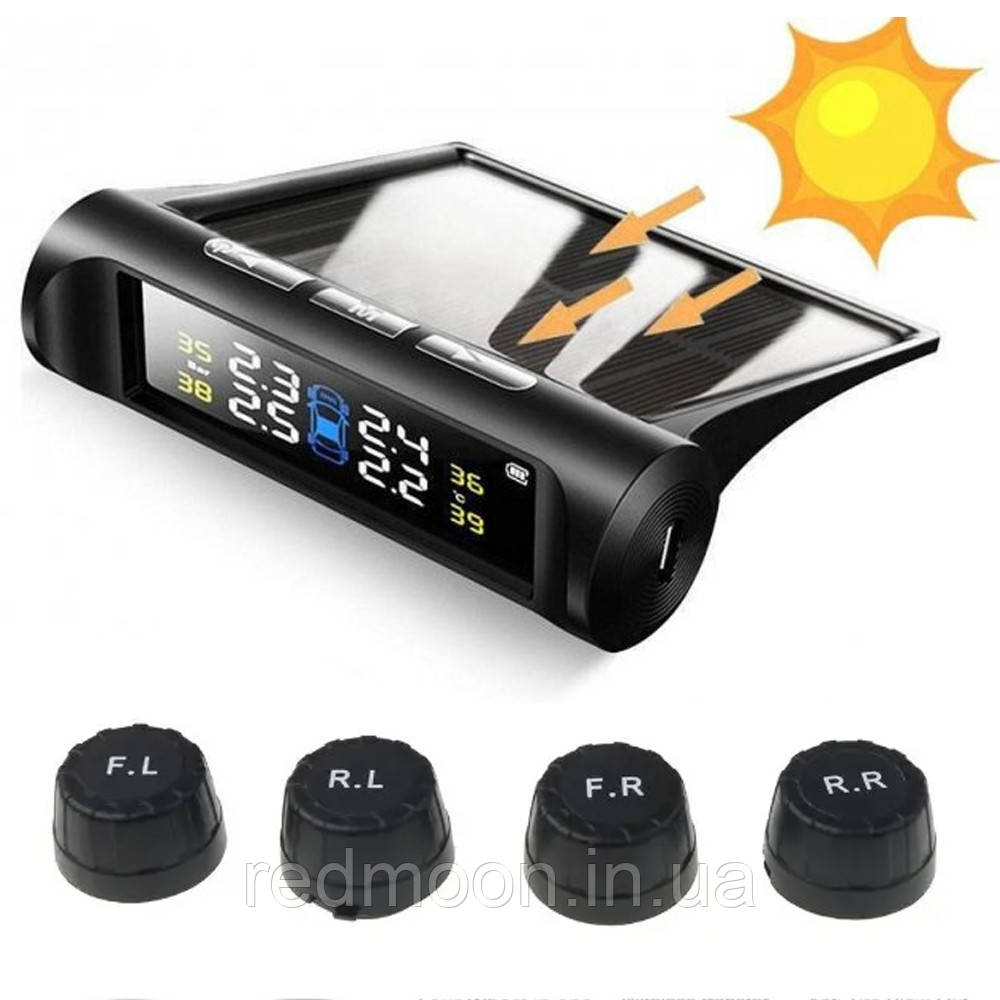 Система контролю тиску в шинах із зовнішніми датчиками TPMS+SOLAR та сонячною батареєю / Датчик автомобільний, фото 1