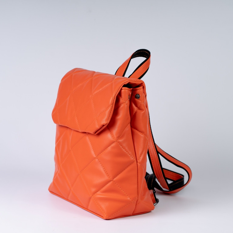 Рюкзак женский оранжевого цвета стеганый модный молодежная оранжевая сумка рюкзак портфель для ноутбука - фото 2 - id-p1649015773