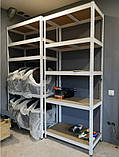 Стелаж полочний 2000х1000х450мм, 150кг, 5 полиць з МДФ/ДСП фарбований білий для дому, балкону, комори, фото 2