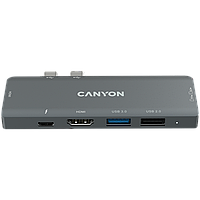 Комутатор Hub USB Type-C Canyon Type-C/2 HDMI/USB3.0/USB2.0/SD+TF (CNS-TDS05B)