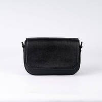 Женская сумочка через плечо черная маленькая классическая кросс боди клатч на длинном ремешке с клапаном